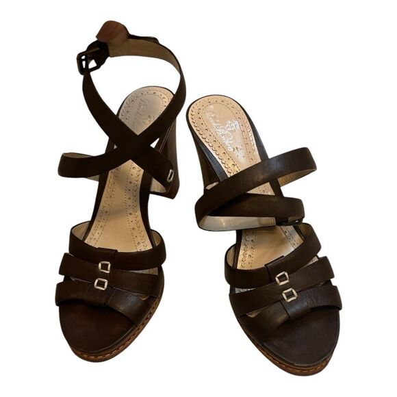 Brooks Brothers Brown Leather Strappy Sandals - Picture 1 of 6